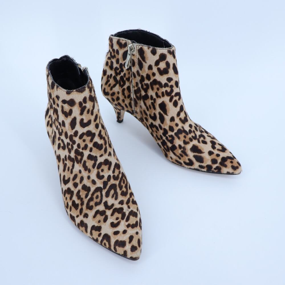 SAM EDELMAN Kinzey Leopard Ankle Booties Orange Black Kitten Heel Women's 6.5